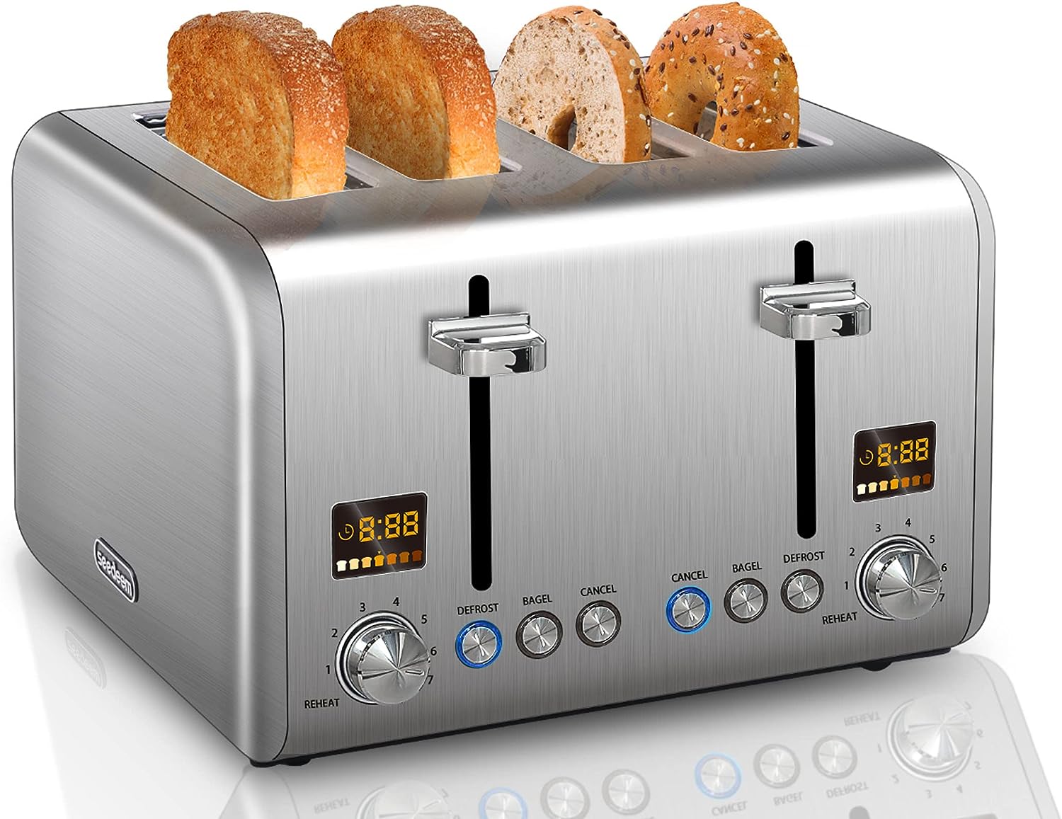 SEEDEEM 4 Slice Toaster, Stainless Steel Bread Toaster [...]