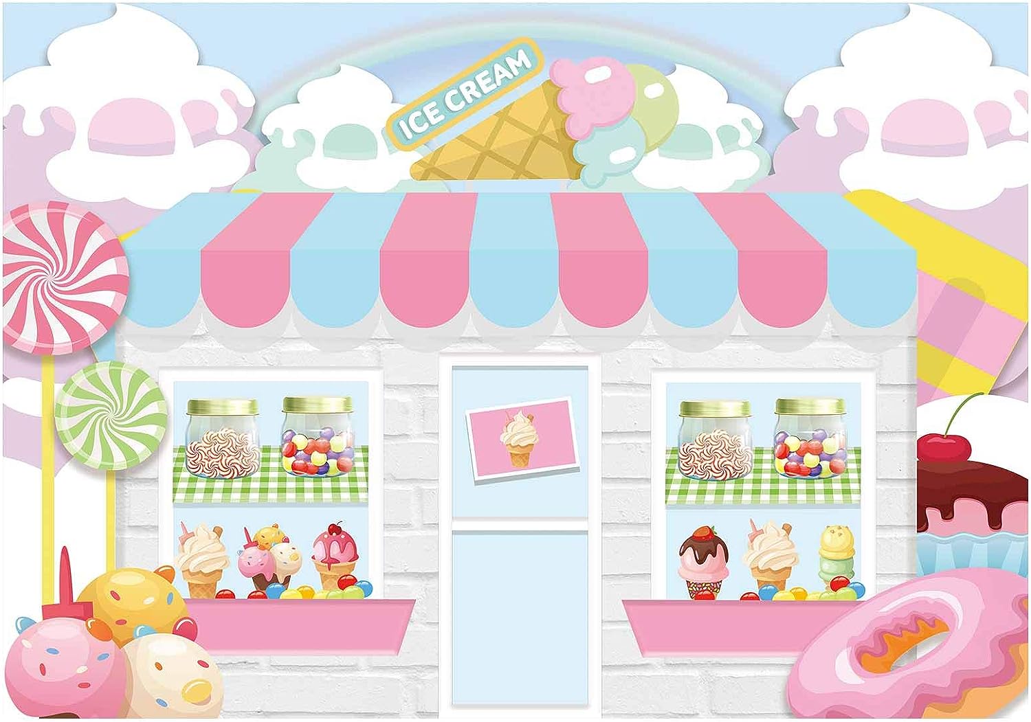 Funnytree 7x5ft Ice Cream Parlor Shop Backdrop Summer [...]
