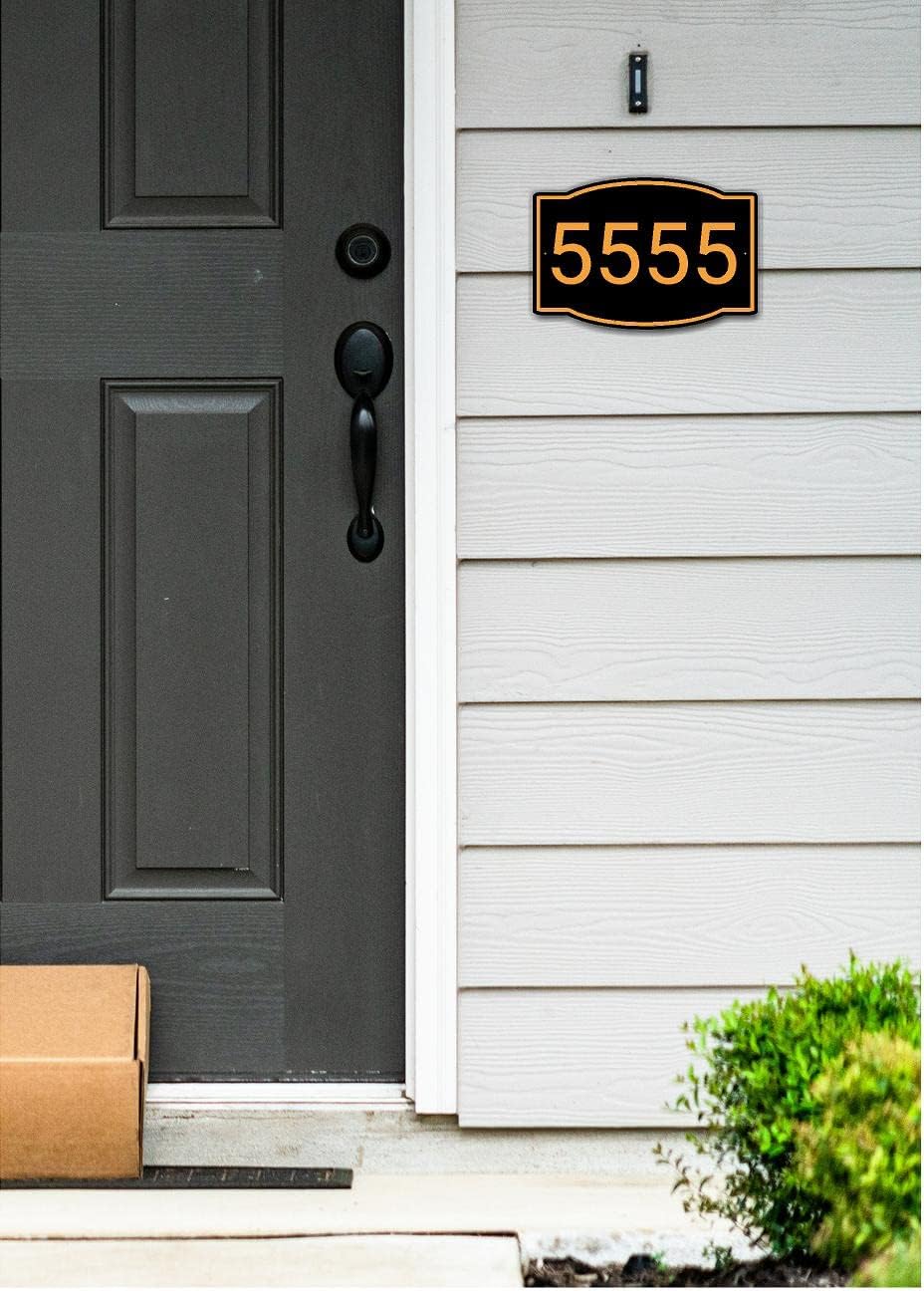 Horizontal Black and Gold House Number, Address Plaque [...]