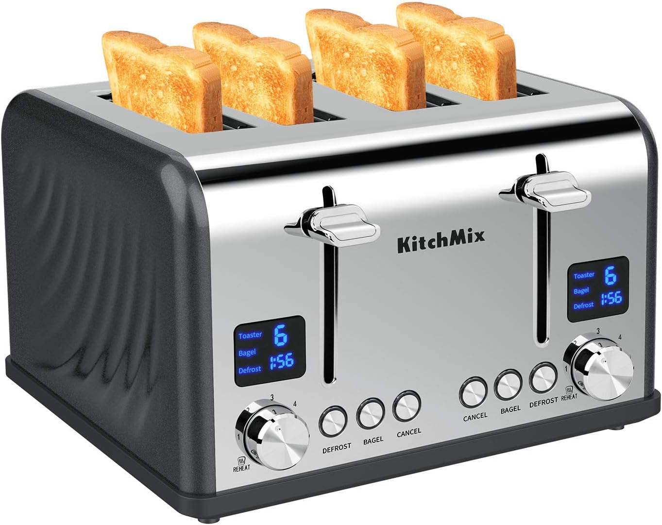 KitchMix Toaster 4 Slice, Bagel Stainless Toaster with [...]