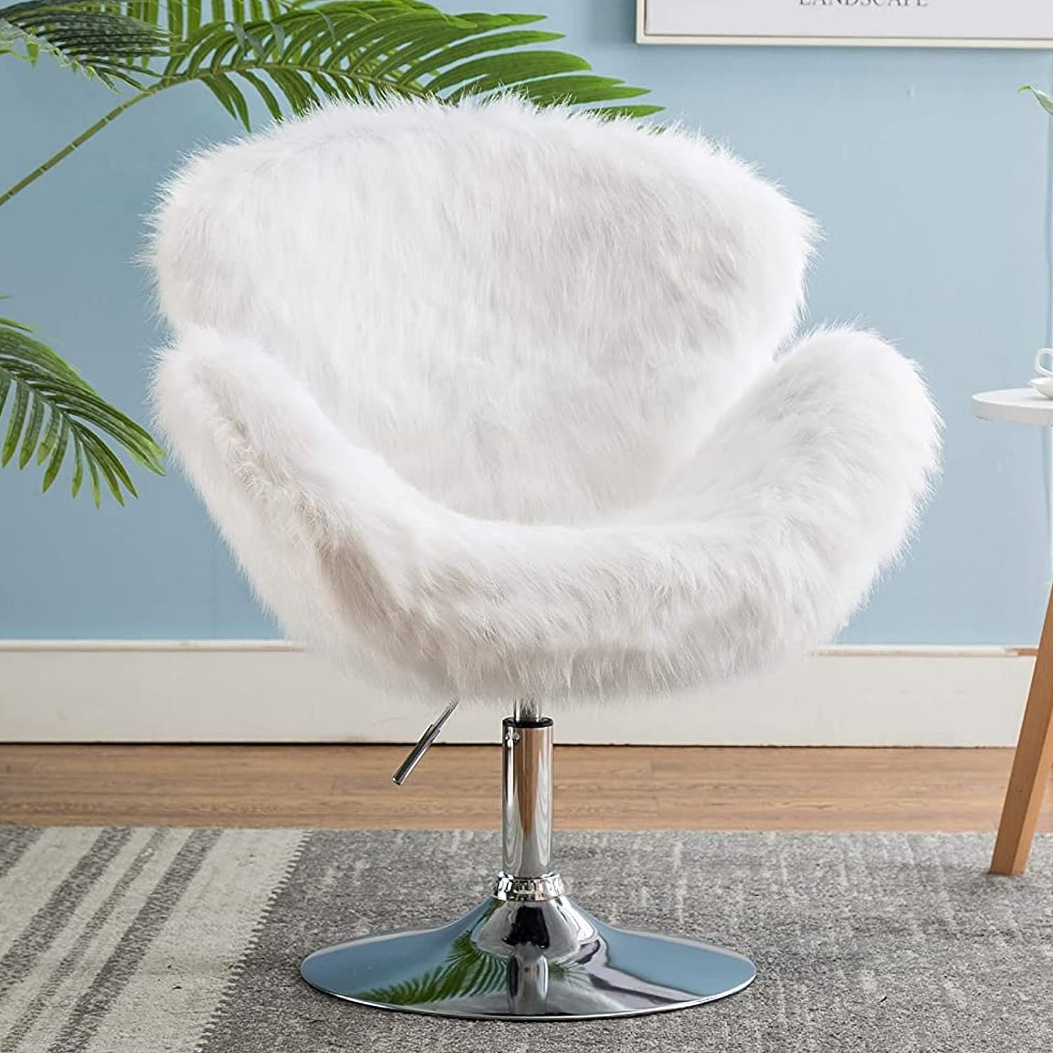 White Makeup Vanity Chair, Cute Furry Home Office [...]