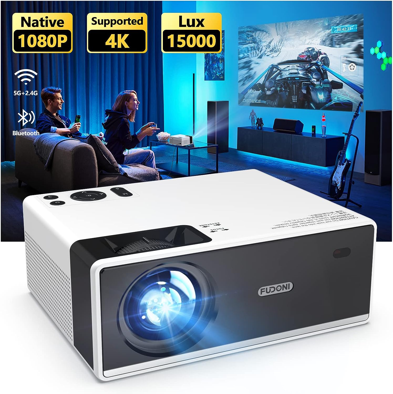 FUDONI Projector with 5G WiFi and Bluetooth, Outdoor [...]