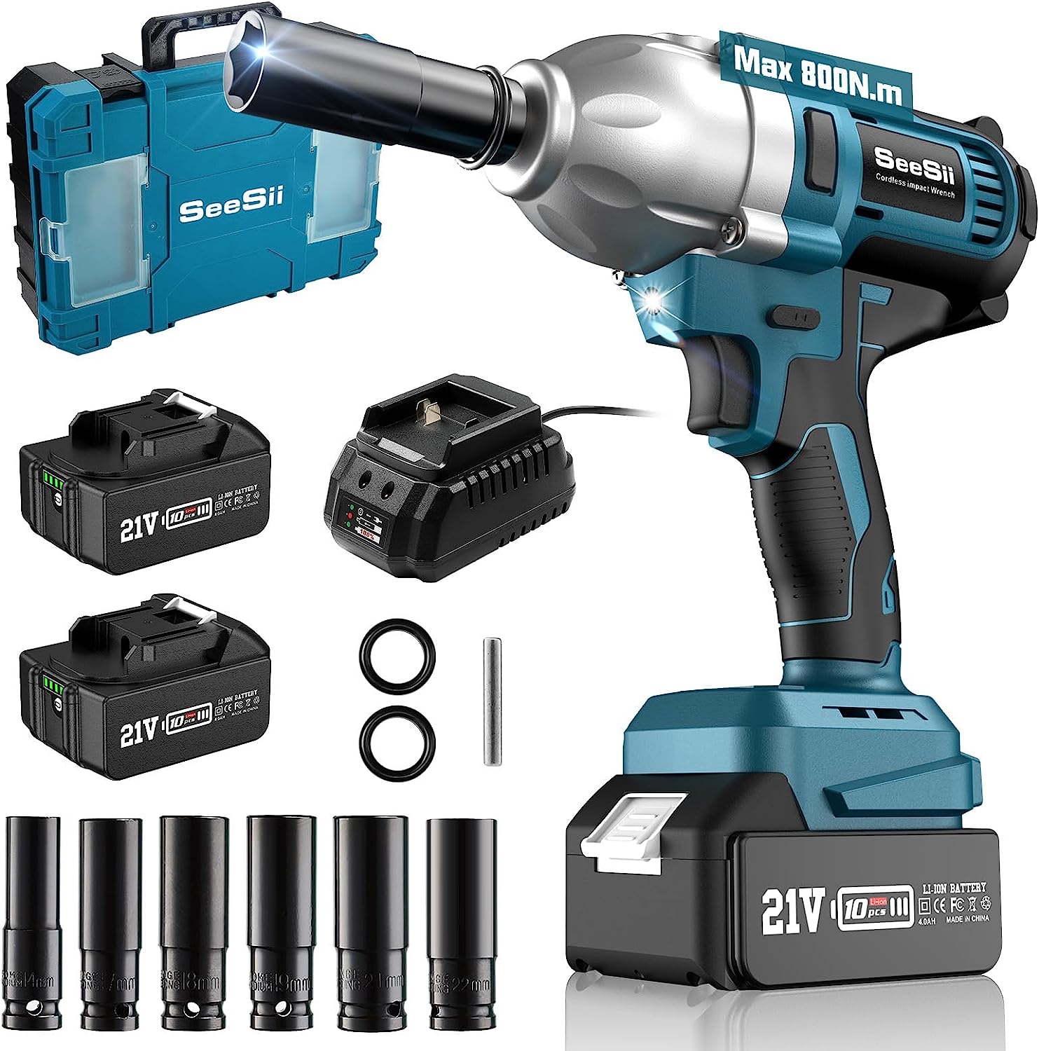 Seesii Cordless Impact Wrench, 580Ft-lbs(800N.m) [...]