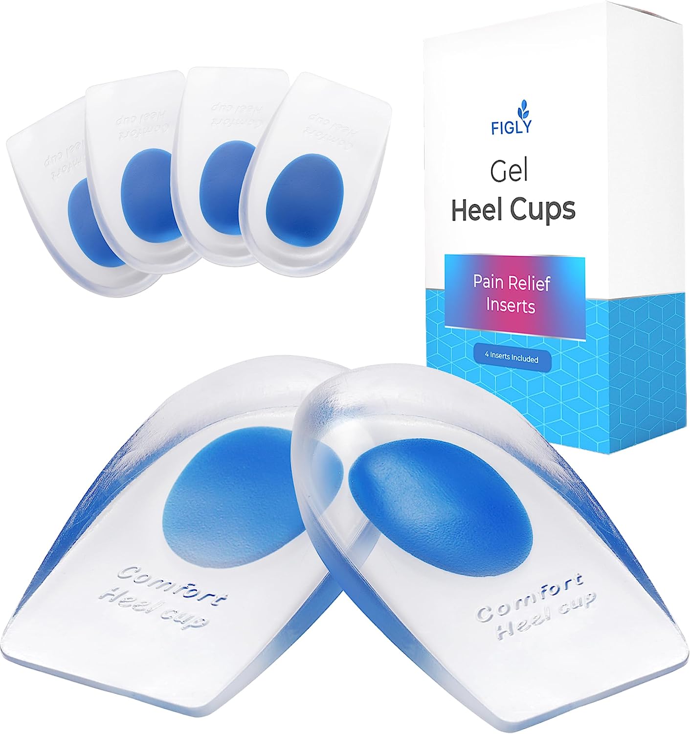 Figly Gel Heel Cups for Heel Pain Relief (4 Pack) - [...]