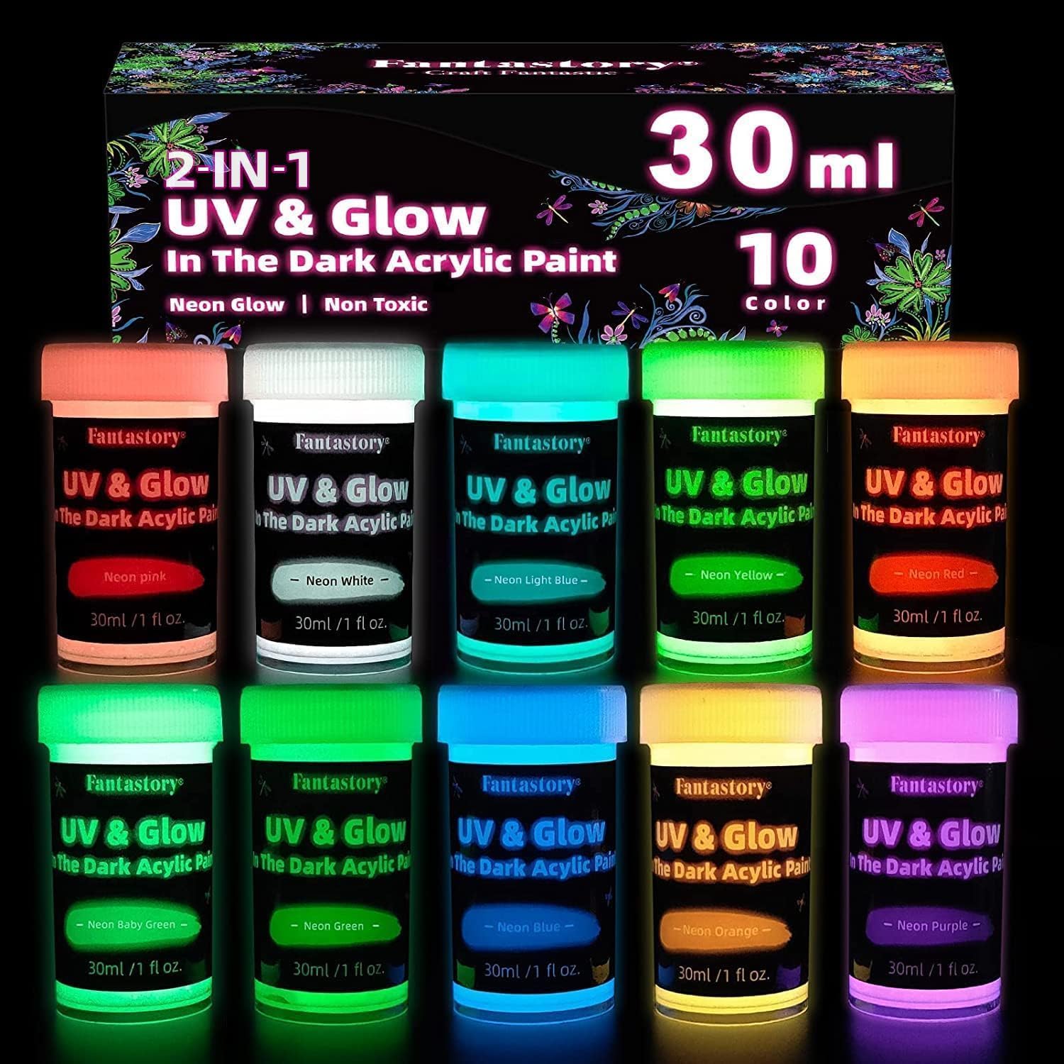 Fantastory Glow in The Dark Paint,10 Extra Bright [...]