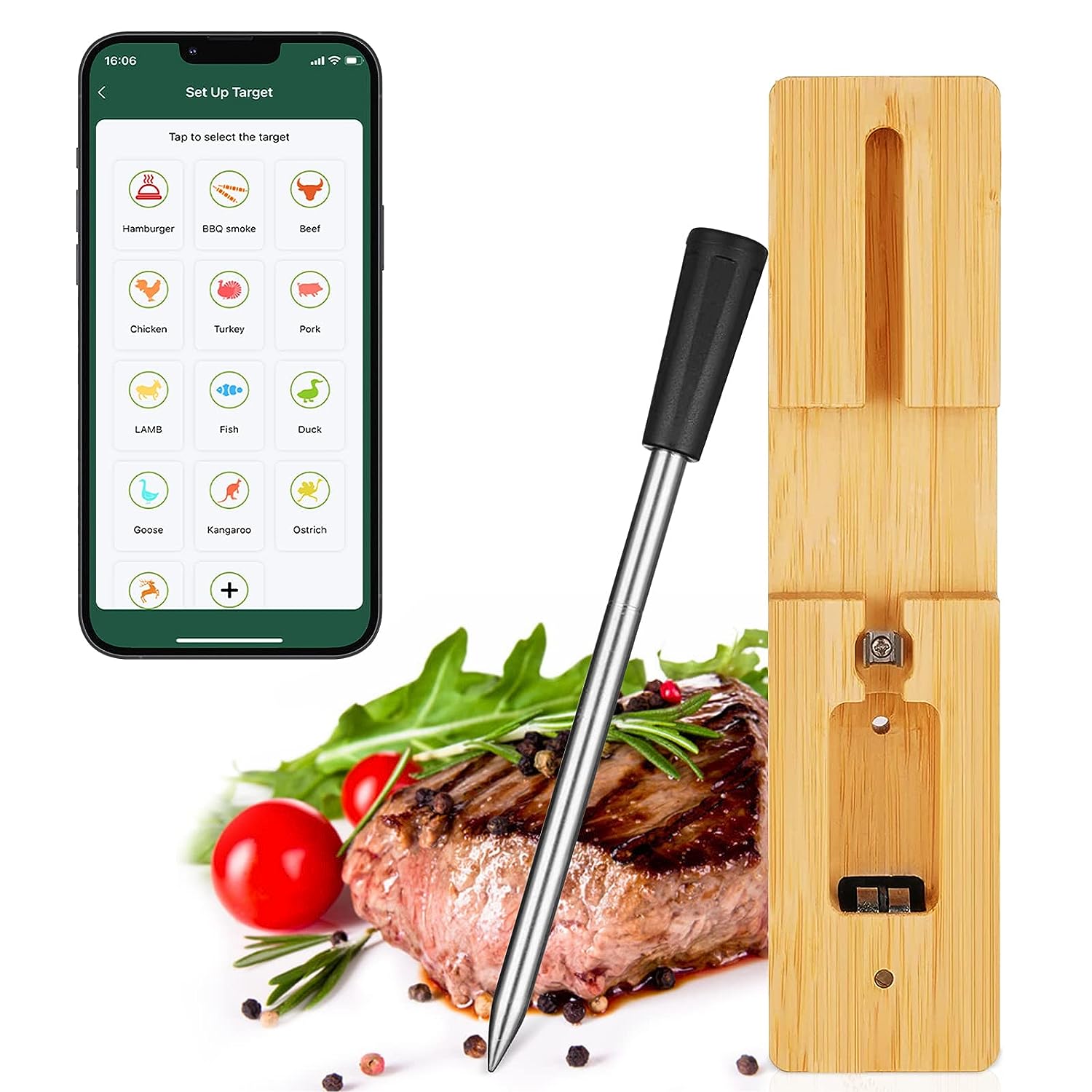 AIRMSEN Wireless Meat Thermometer, Smart Bluetooth [...]