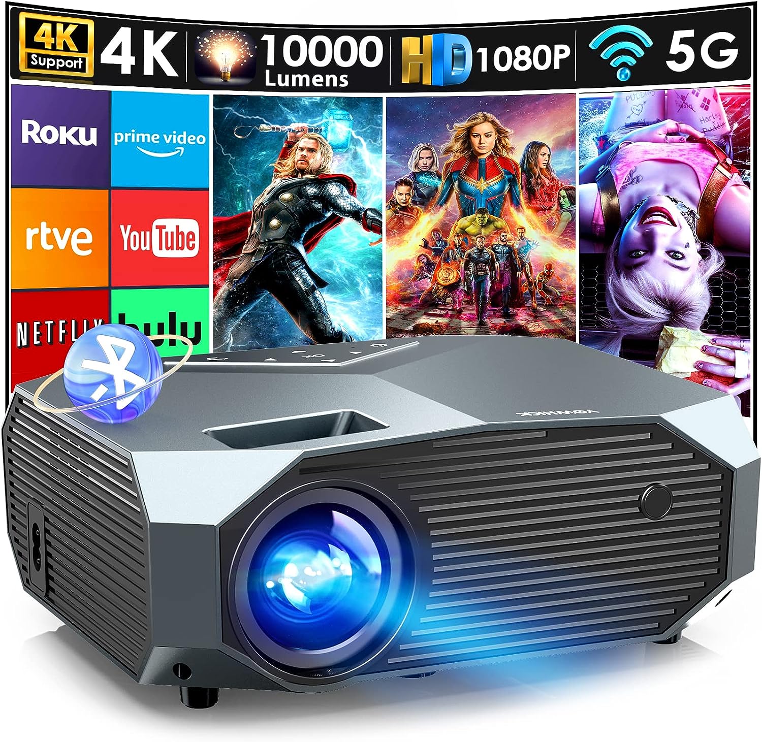 YOWHICK Projector with 5G WiFi and Bluetooth, 10000L [...]
