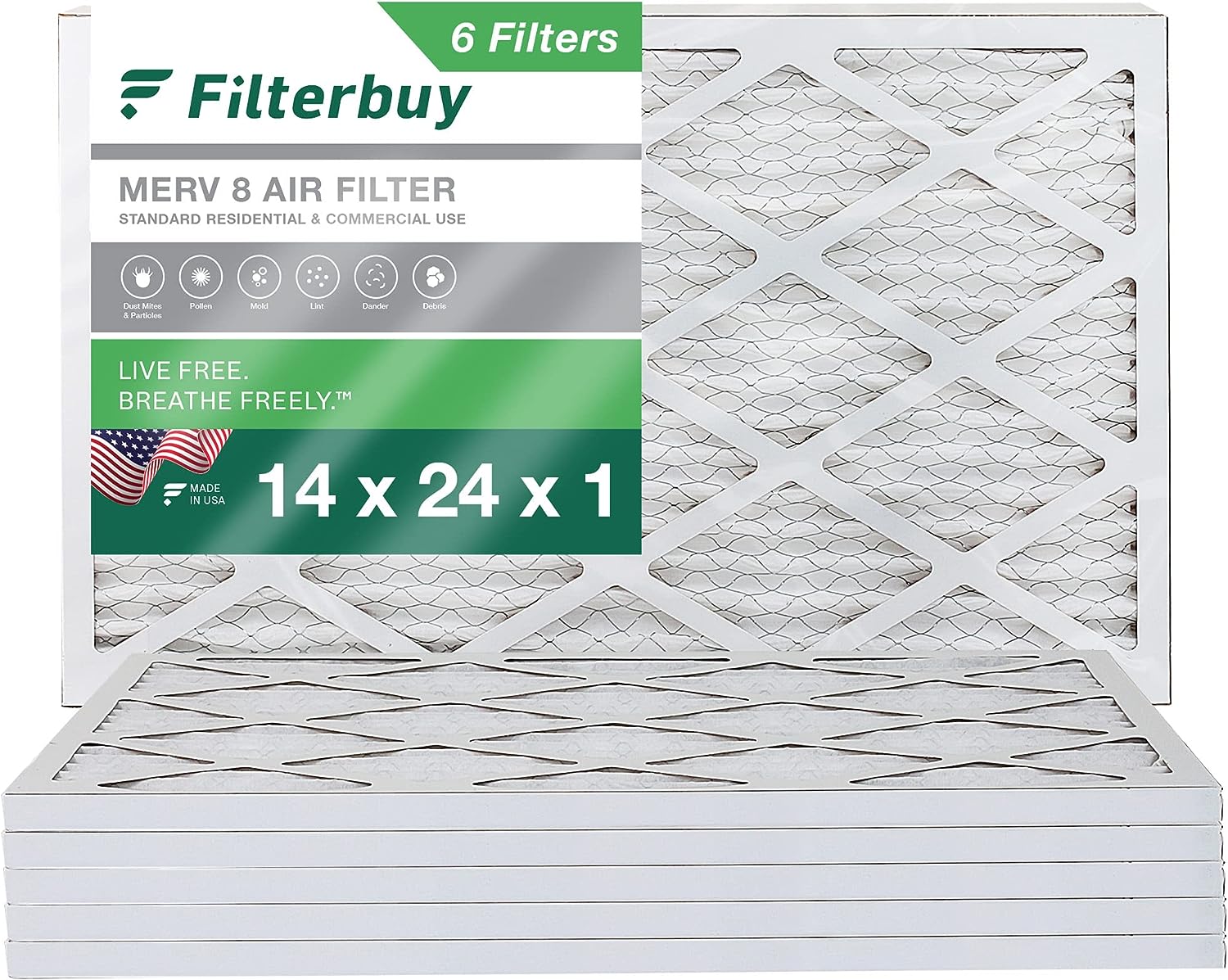 Filterbuy 14x24x1 Air Filter MERV 8 Dust Defense [...]