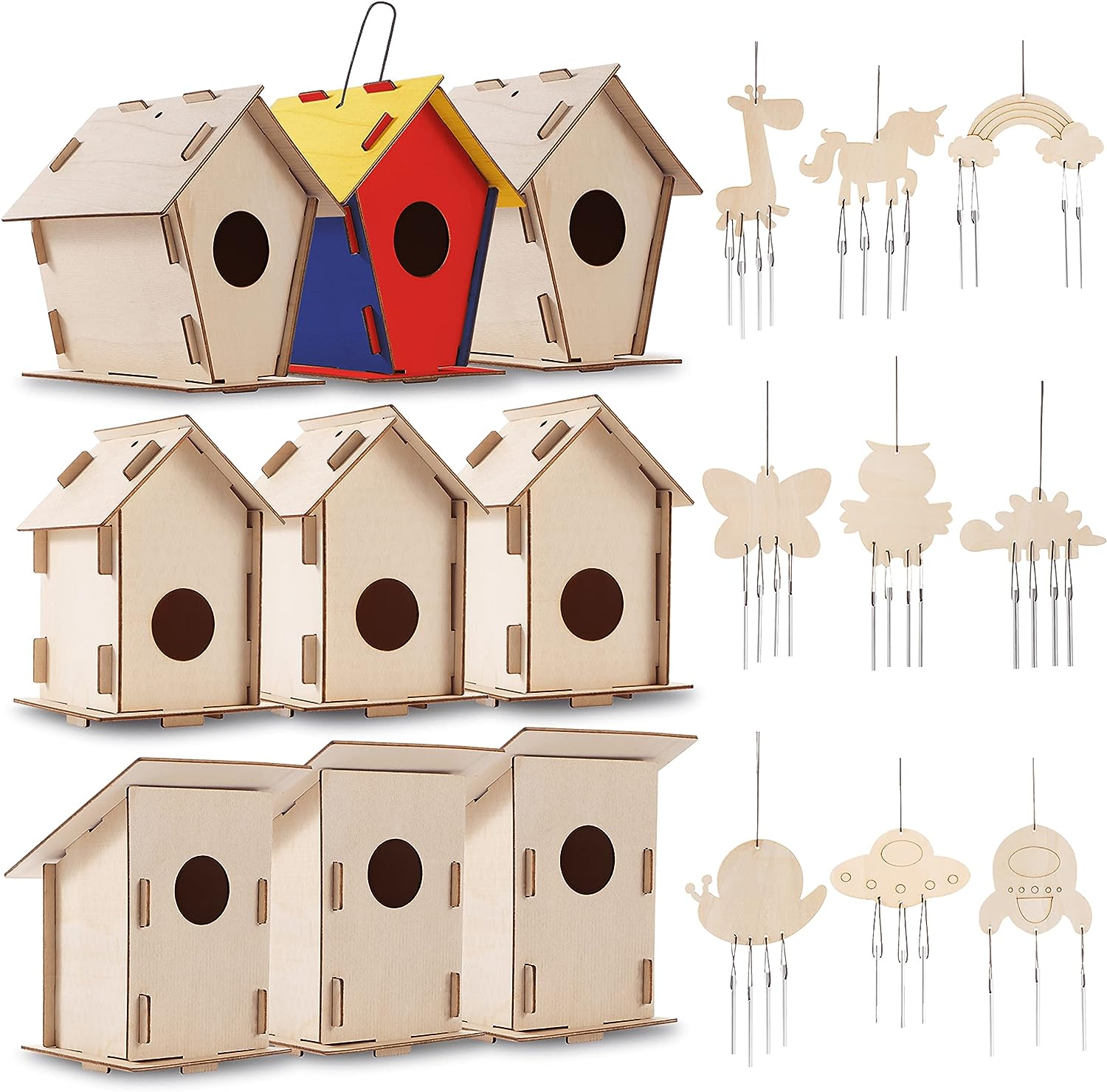 9 Wooden Birdhouses & 9 Wind Chimes -Art & Crafts for [...]