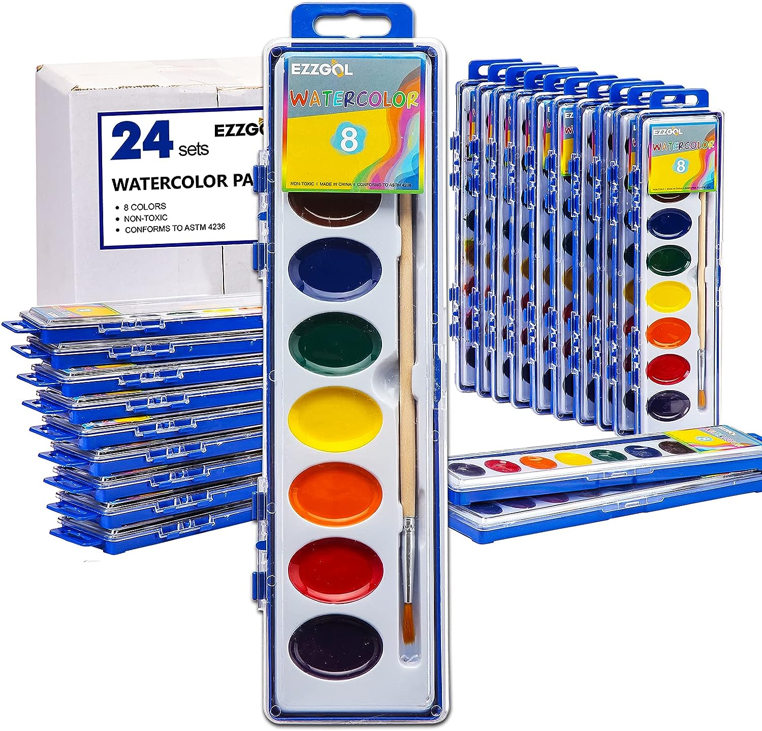 Ezzgol Watercolor Paint Sets Bulk Pack of 24, 8 Colors [...]
