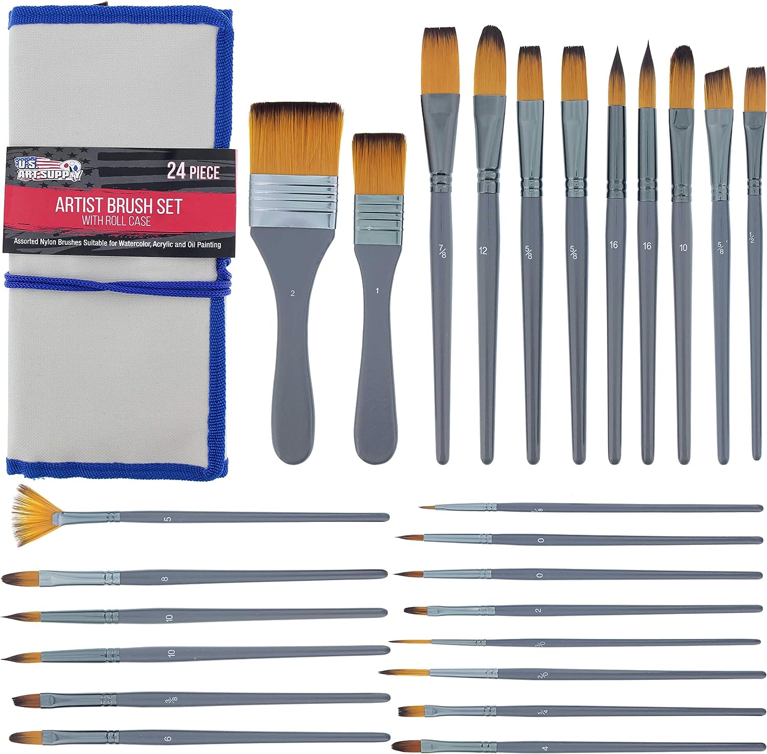 U.S. Art Supply 24-Piece Artist Paint Brush Set - [...]
