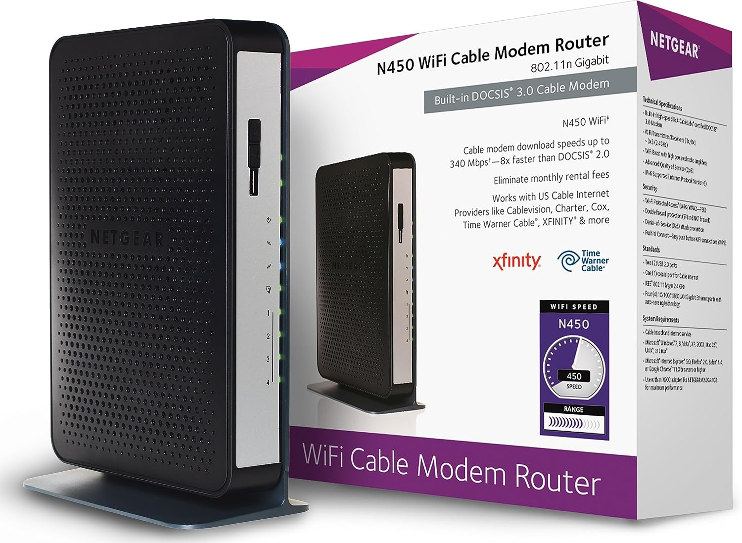 NETGEAR N450-100NAS (8x4) WiFi DOCSIS 3.0 Cable Modem [...]