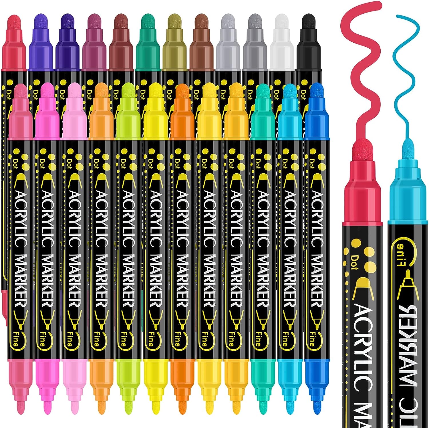 Betem 24 Colors Dual Tip Acrylic Paint Pens Markers, [...]