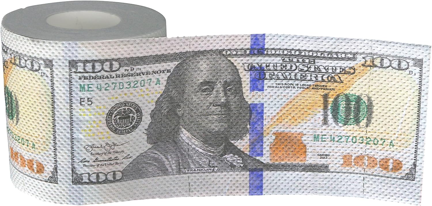 Iconikal 240-Sheet Gag Joke Money Toilet Paper, 100 [...]