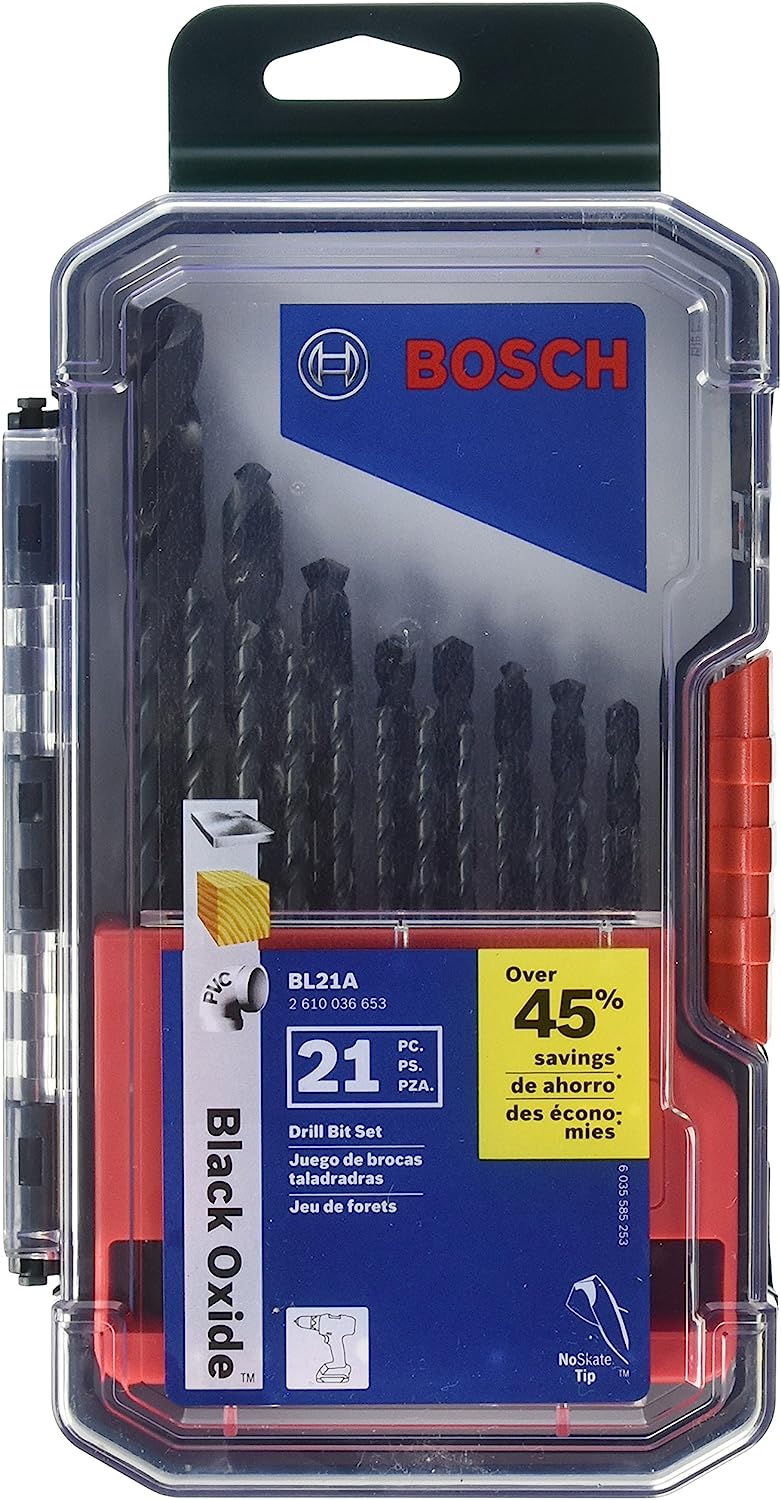 BOSCH BL21A 21-Piece Black Oxide Metal Drill Bit Set