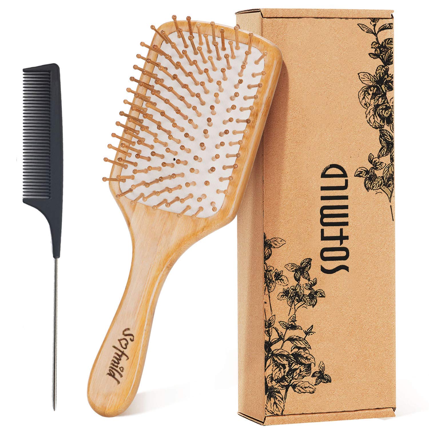 Hair Brush-Natural Wooden Bamboo Brush and Detangle [...]