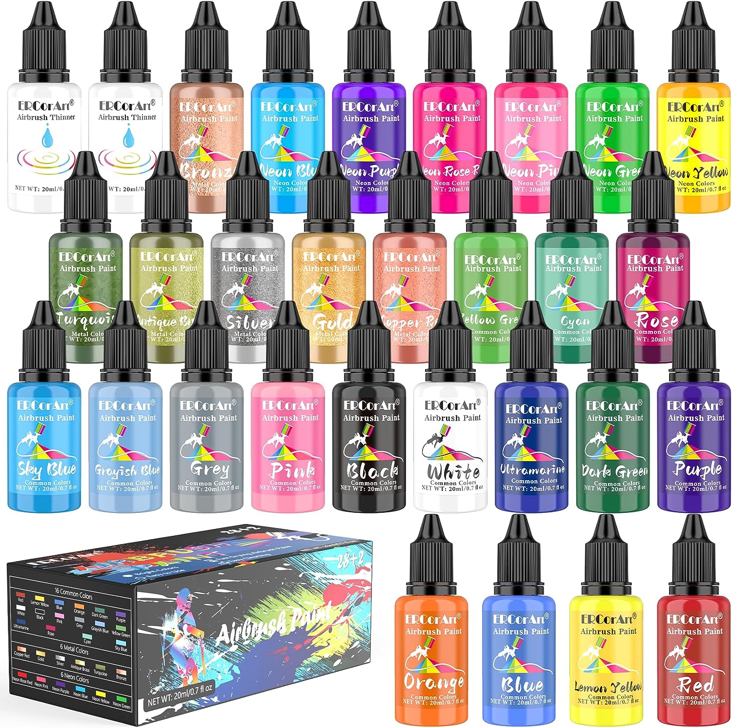 Airbrush Paint Set - 28 Colors Airbrush Paint with 2 [...]