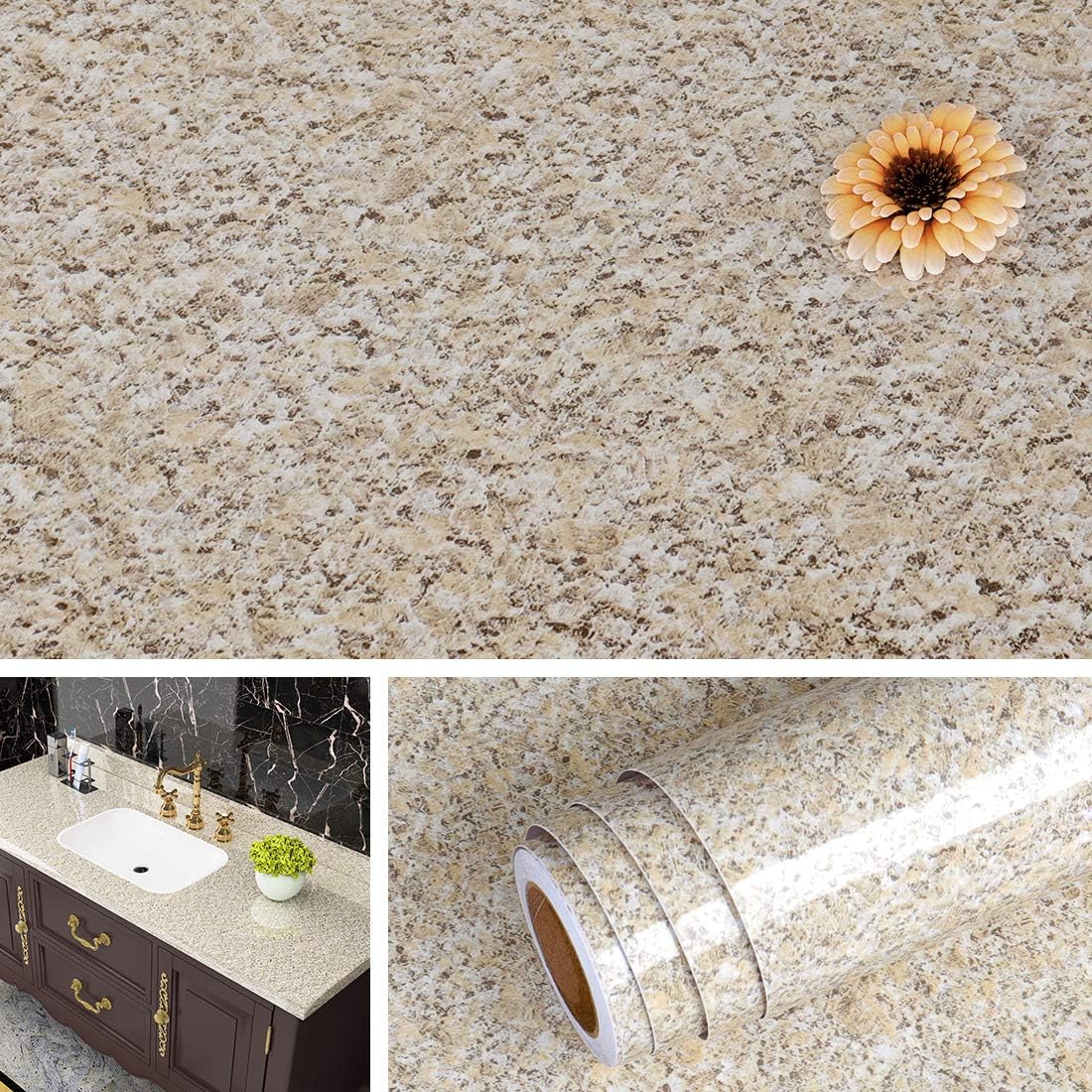 Livelynine Contact Paper for Countertops Granite Wall [...]