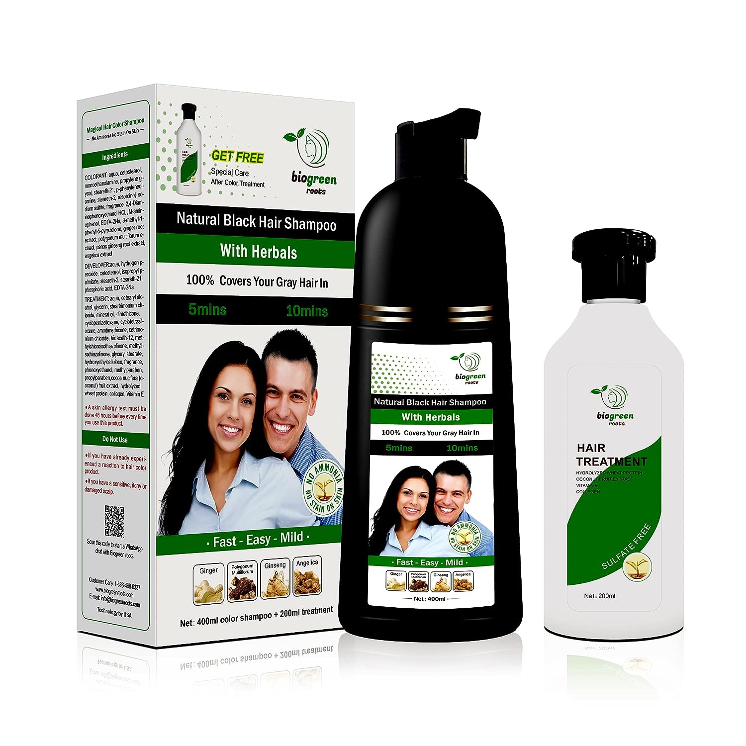 BIOGREEN ROOTS 400 ml Natural Black Hair Color Shampoo [...]