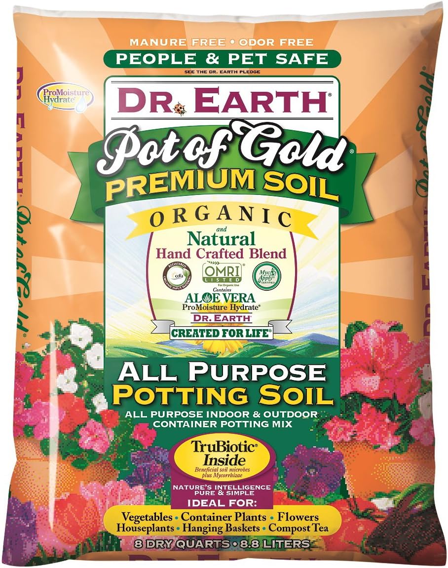 Dr. Earth Gold Premium Potting Soil, 8 Quart, Natural