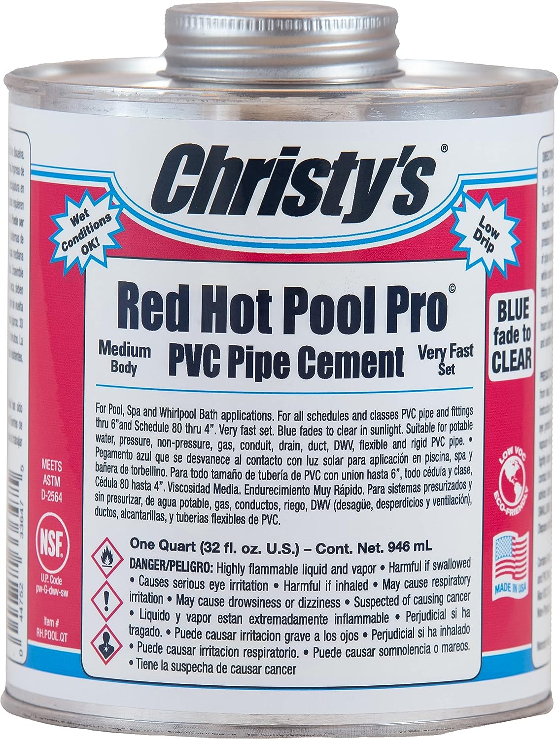 Christy's Red Hot Pool Pro PVC Cement - Medium Body, [...]