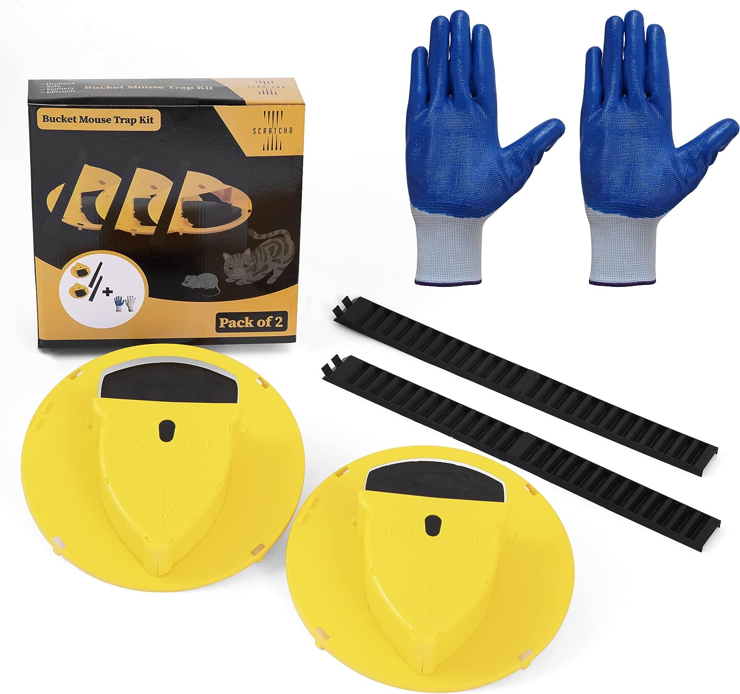 SCRATCHD 2 Pack Bucket Mouse Trap with Gloves, Flip N [...]