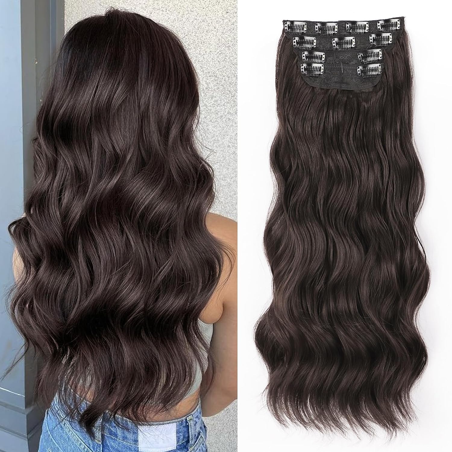 SHNMIN 20 inches Clip in Hair Extensions Long Wavy [...]