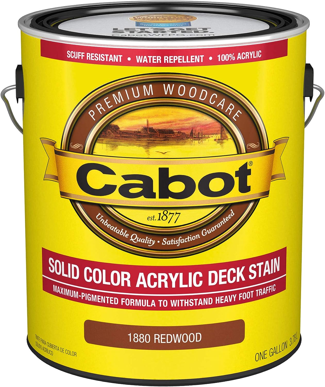 Cabot 140.0001880.007 Solid Color Decking Stain, Redwood