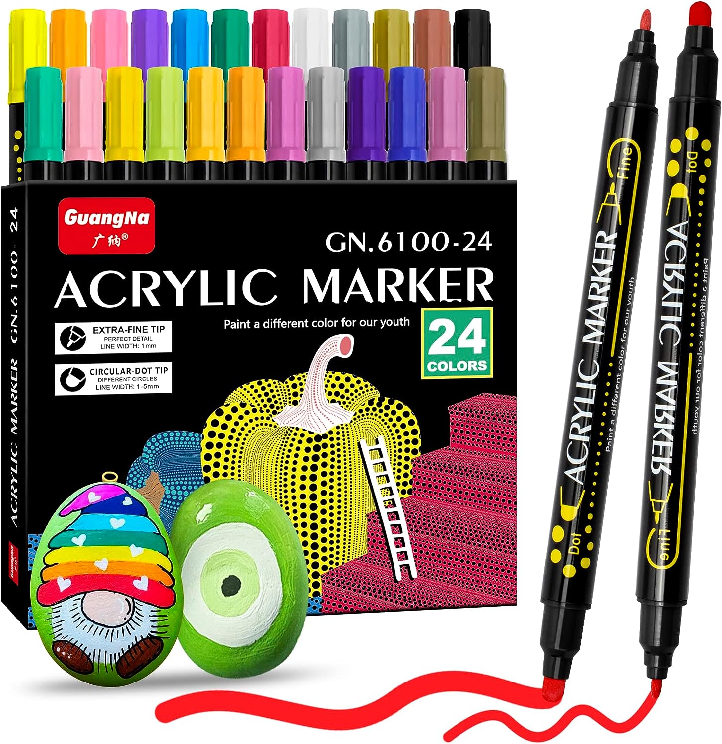 Tesquio 24 Colors Paint Markers Paint Pens, Dual Tip [...]