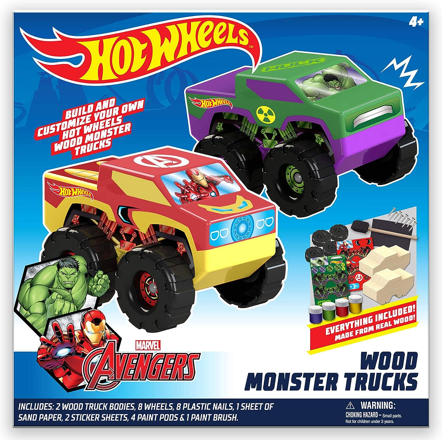 Hot Wheels Tara Toy 2pk Wood Racer - Hulk/Ironman, 58788
