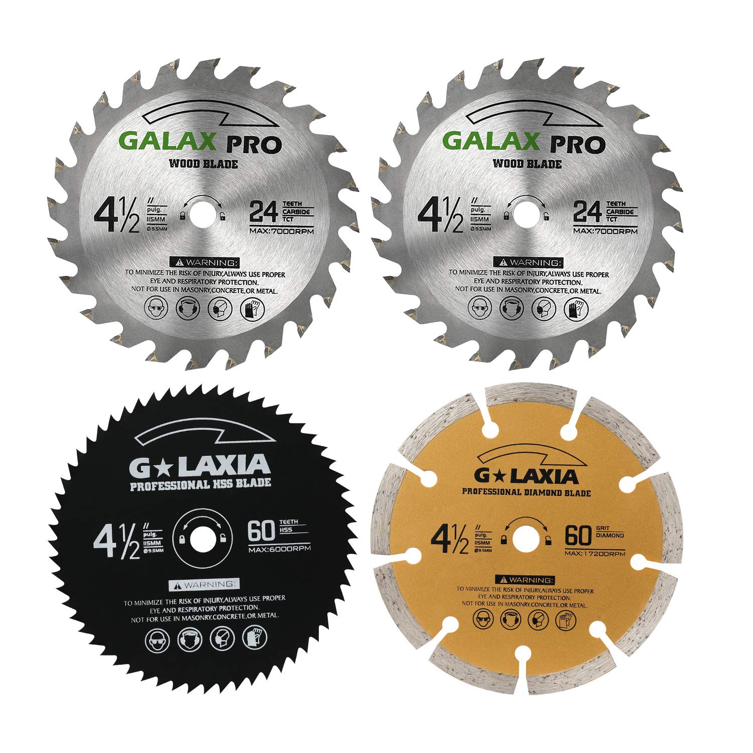 GALAX PRO Saw Blade Set, Pack of 4 Assorted 60T HSS [...]