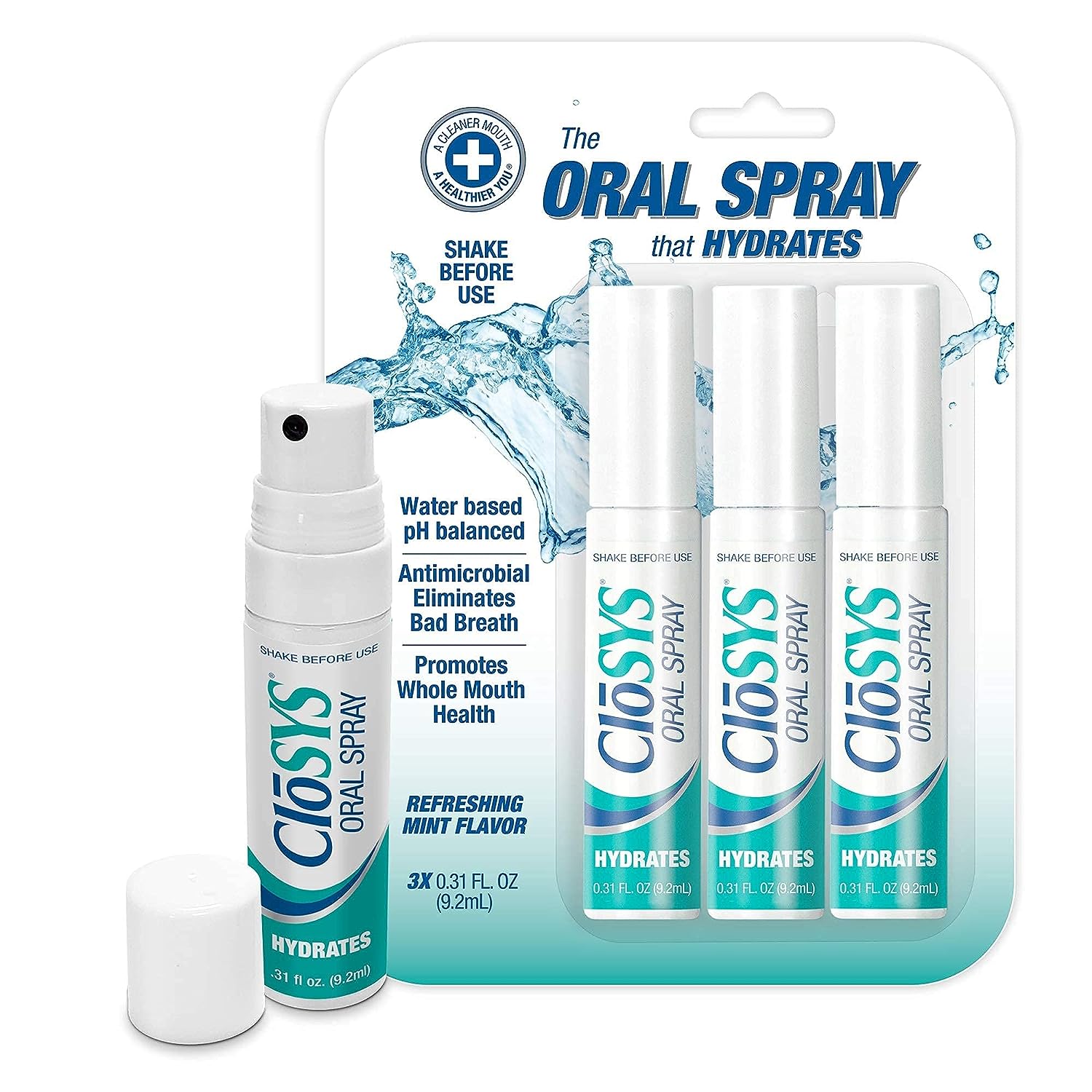CloSYS Oral Breath Spray, 0.31 Ounce (3 Count), Mint, [...]