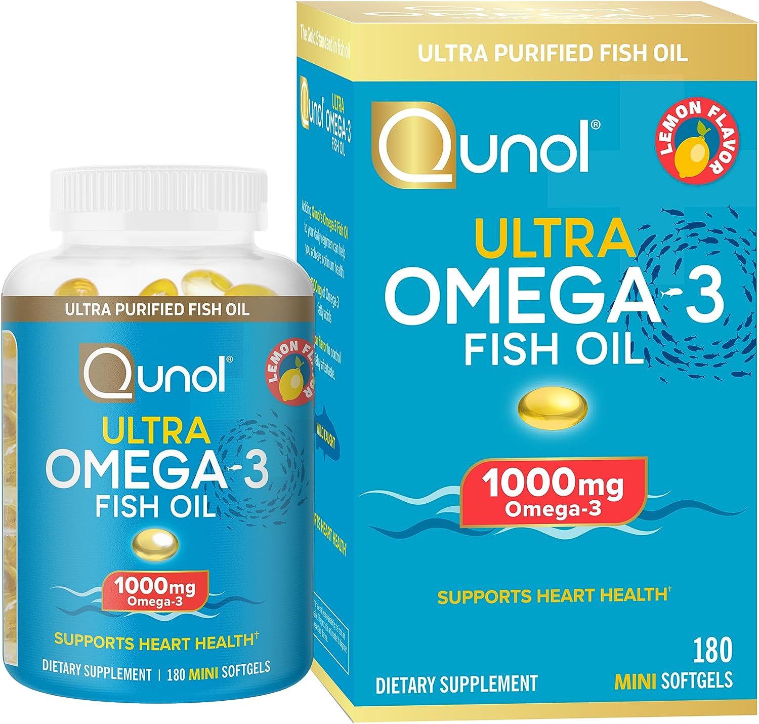 Fish Oil Mini Softgels, Qunol 1000mg Omega 3 EPA + [...]