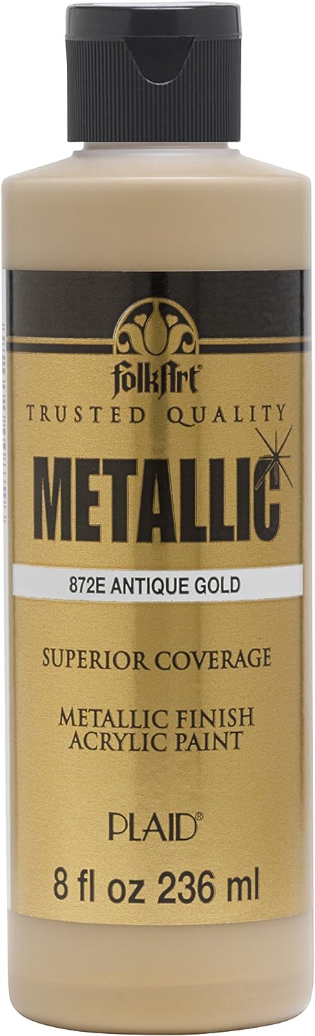 FolkArt Acrylic Paint, 8 oz, Metallic Antique Gold
