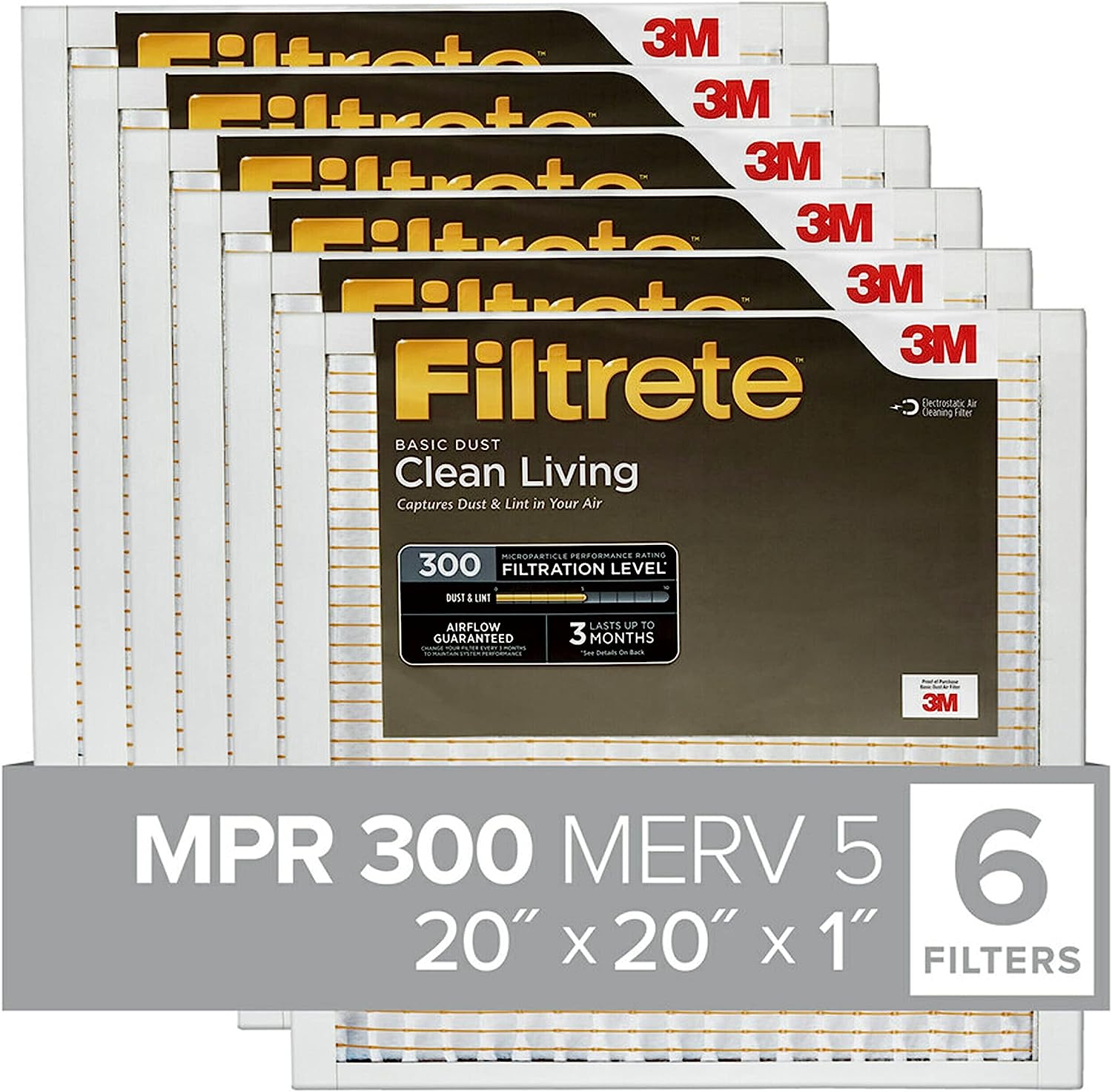 Filtrete 20x20x1 Air Filter, MPR 300, MERV 5, Clean [...]