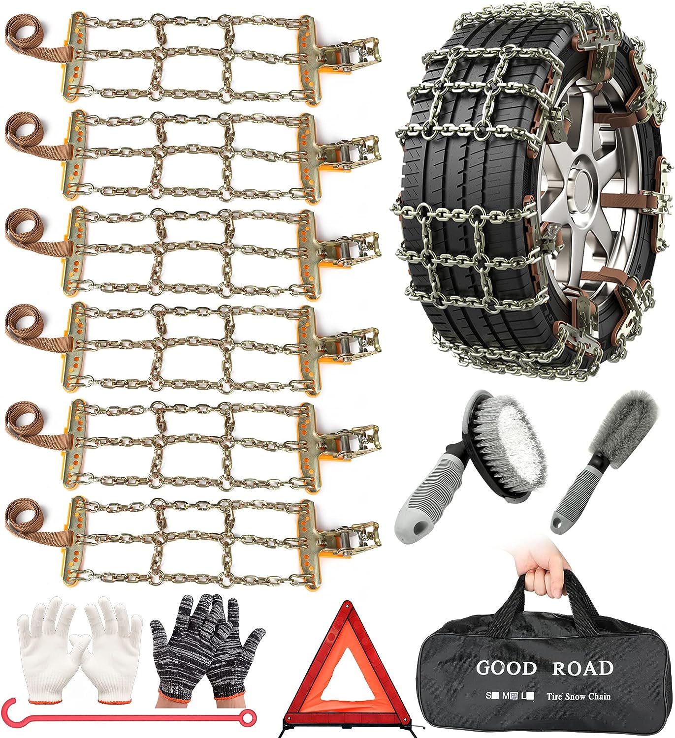 Agnuk Thickened Snow Chains, 6 Pack Tire Chains for [...]