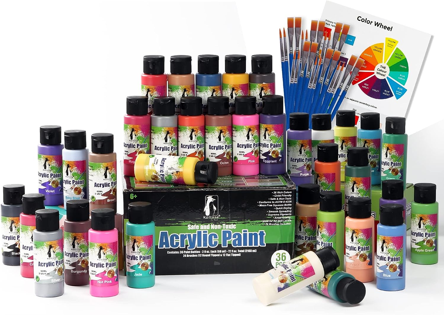 Acrylic Paint Set of 36 Colors, 2 Fl Oz. per Color (72 [...]