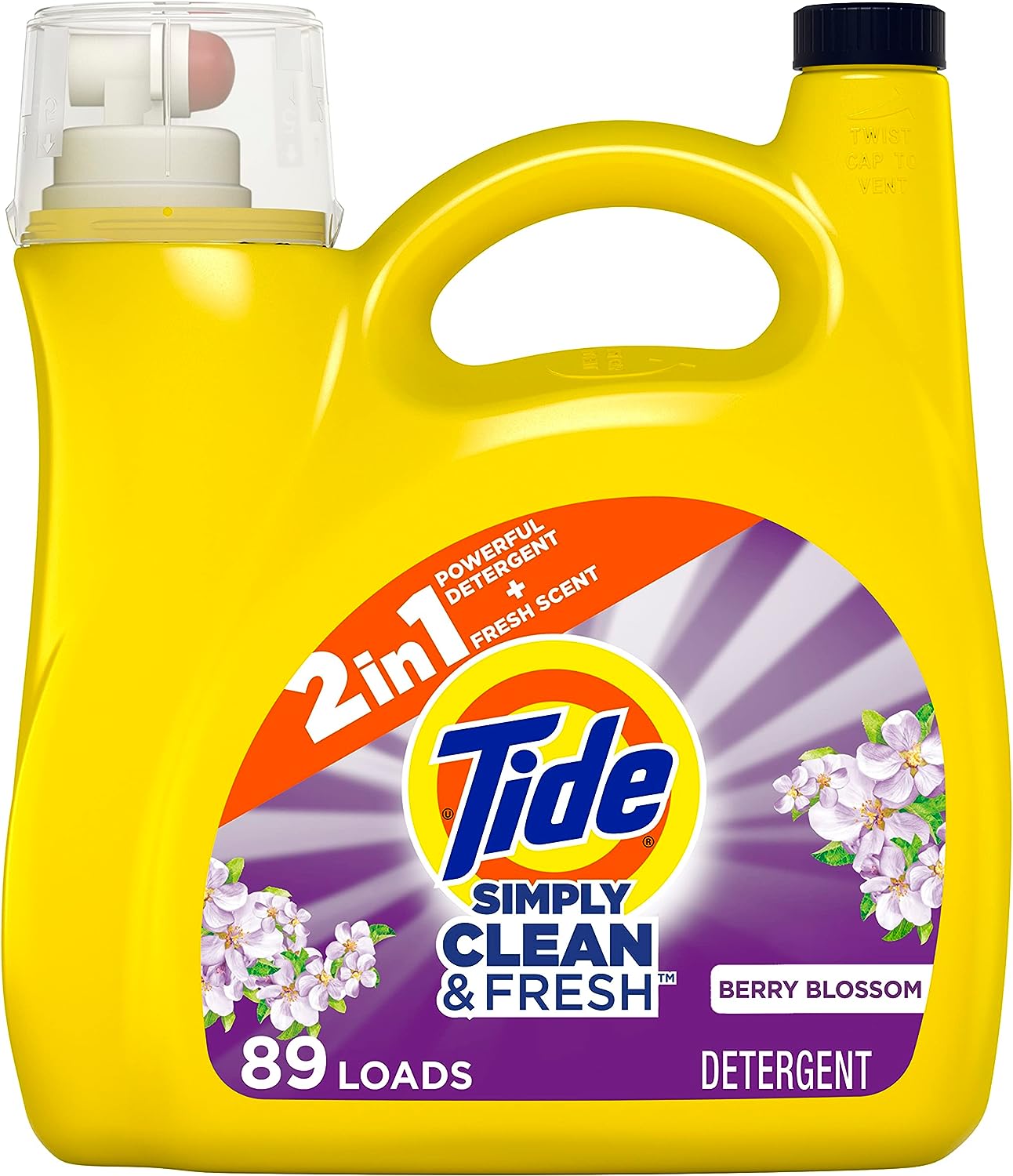 Tide Simply Liquid Laundry Detergent Berry Blossom, 89 loads