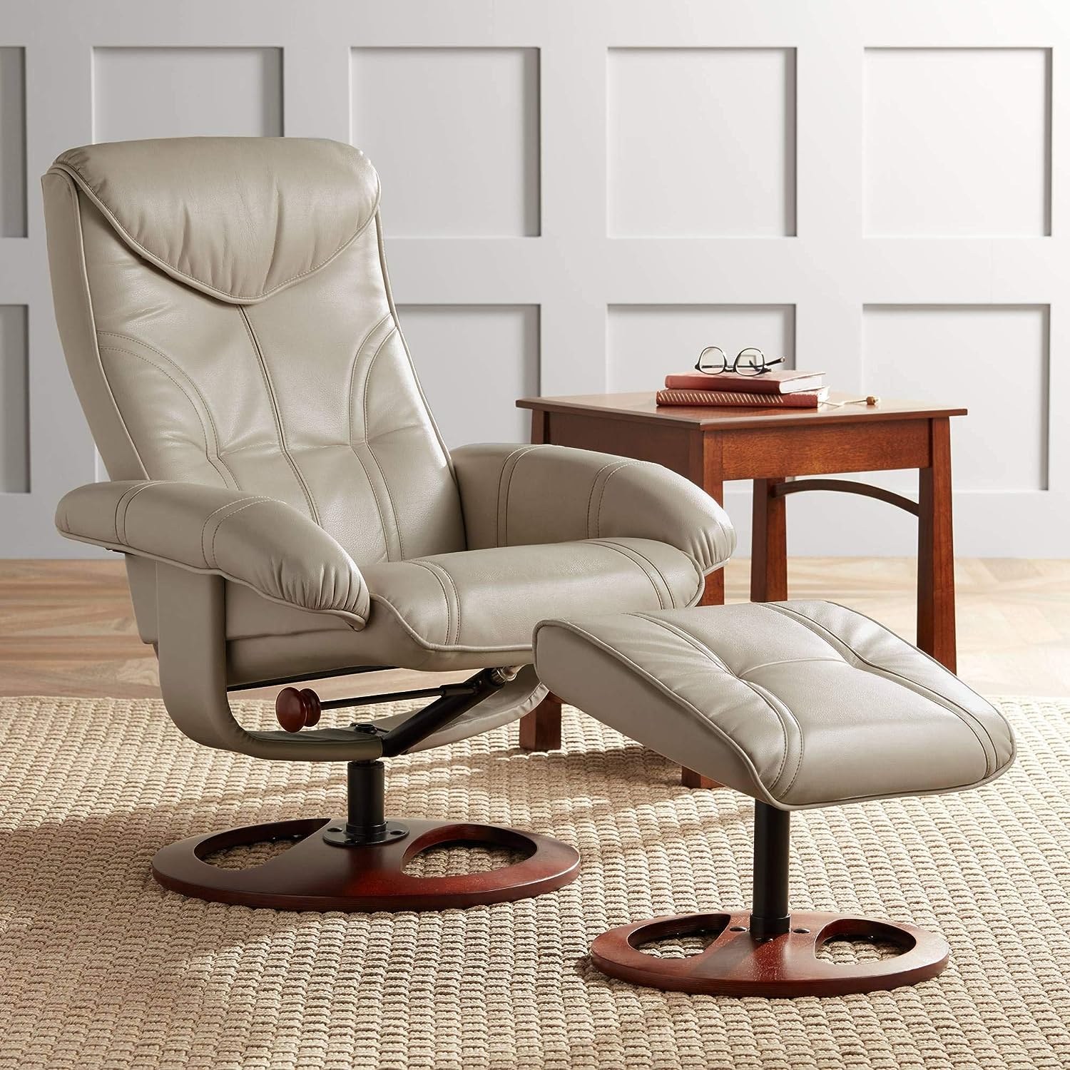 BenchMaster Newport Taupe Swivel Faux Leather Recliner [...]
