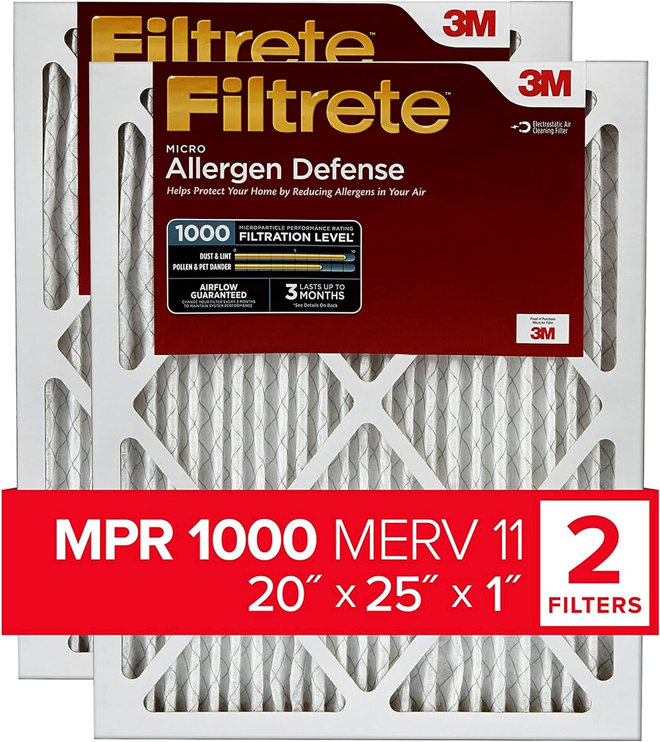 Filtrete 20x25x1 Air Filter, MPR 1000, MERV 11, Micro [...]