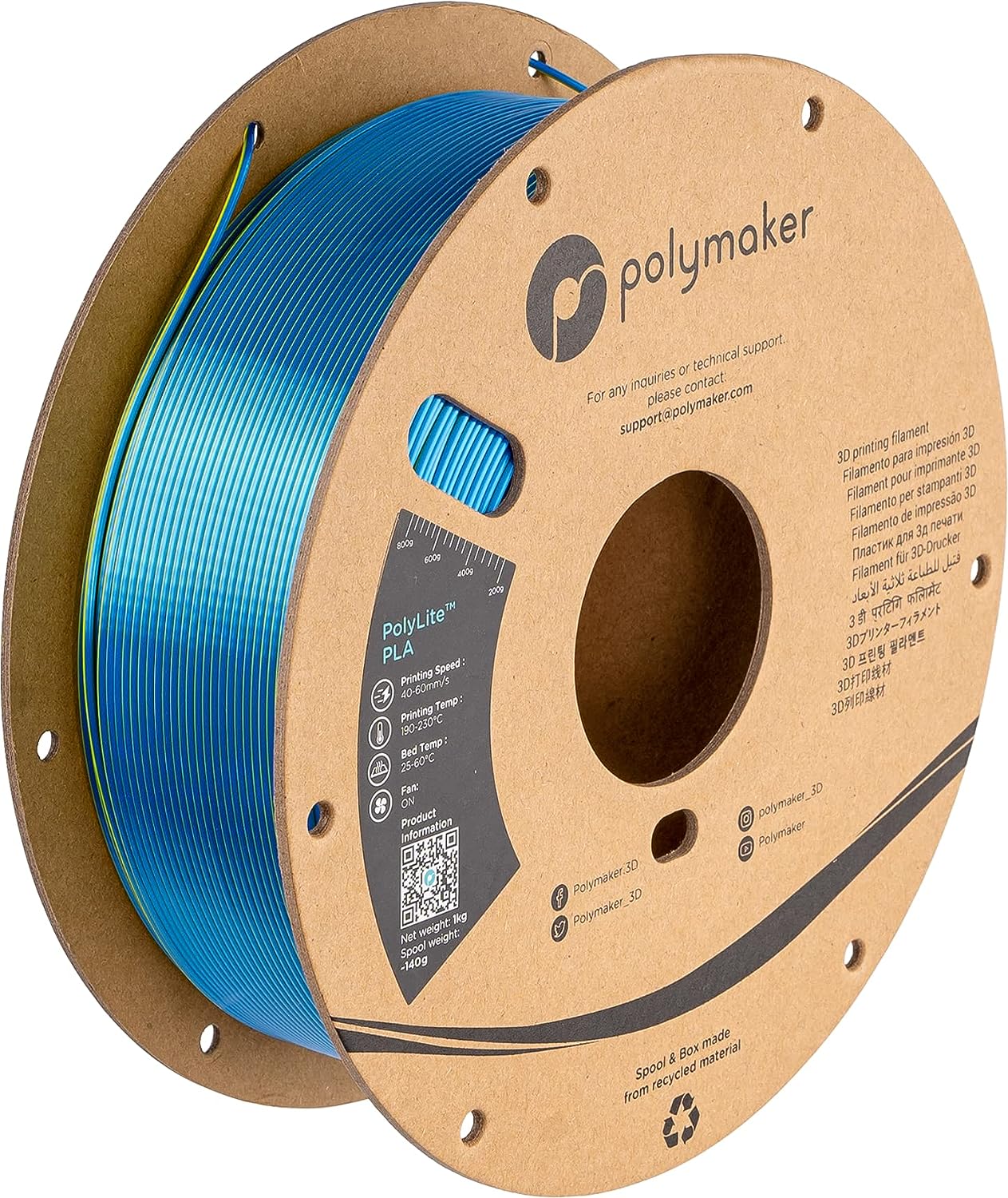 Polymaker Dual Color Silk PLA Filament 1.75mm Yellow- [...]