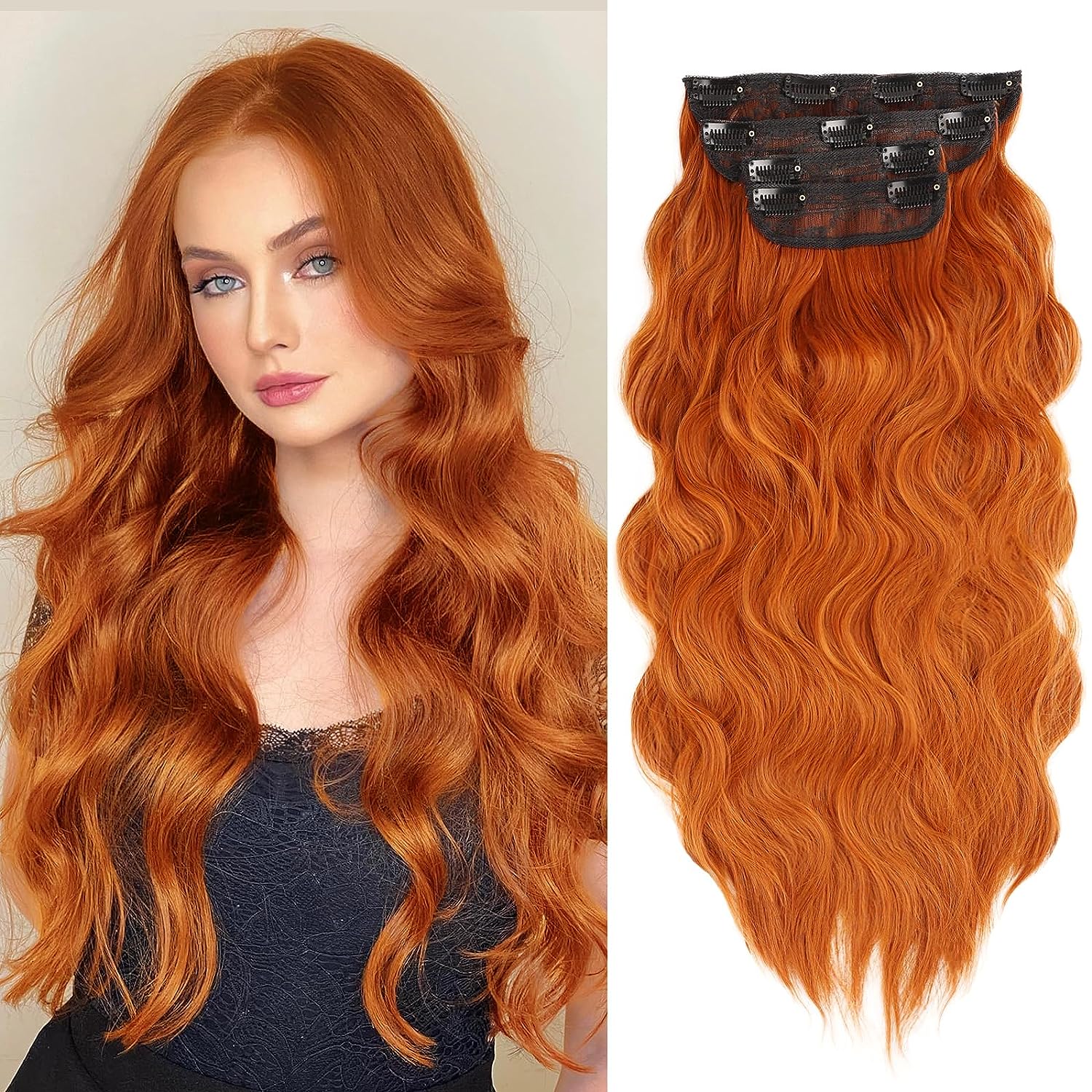 Clip in Hair Extensions, 20 Inch Copper Red Hair [...]