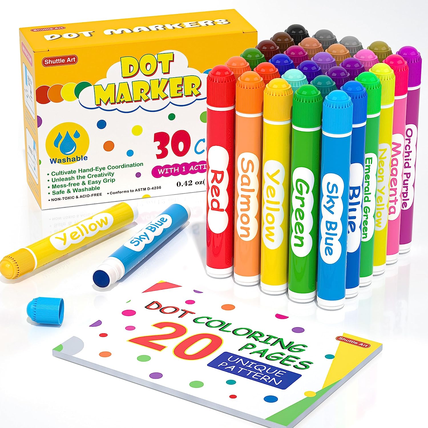 Shuttle Art Dot Markers, 30 Colors Washable for [...]