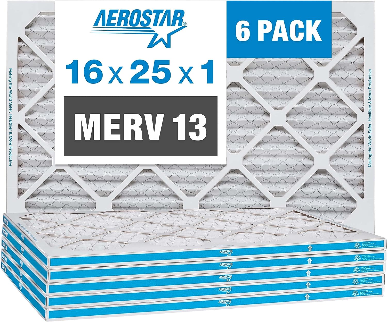 Aerostar 16x25x1 MERV 13 Pleated Air Filter, AC [...]