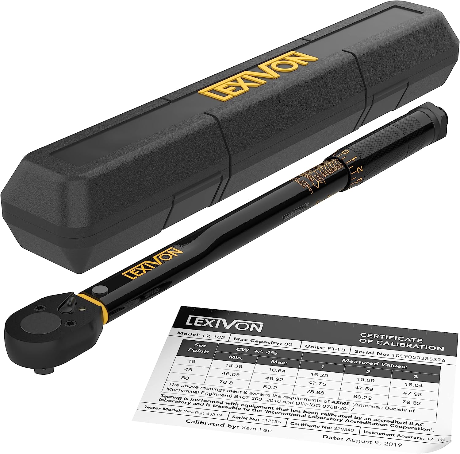 LEXIVON 3/8-Inch Drive Click Torque Wrench 10~80 Ft- [...]