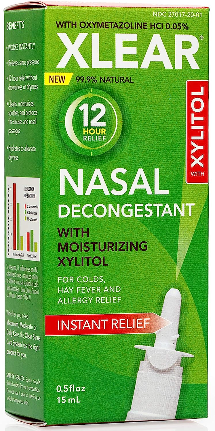 Xlear 12-Hour Nasal Decongestant Spray, Natural Saline [...]