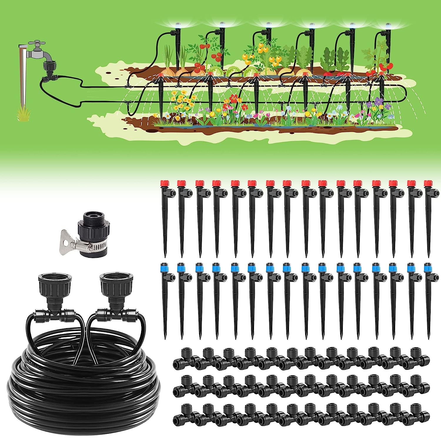 MIXC New Quick-Connect Drip Irrigation Kit, 100FT [...]