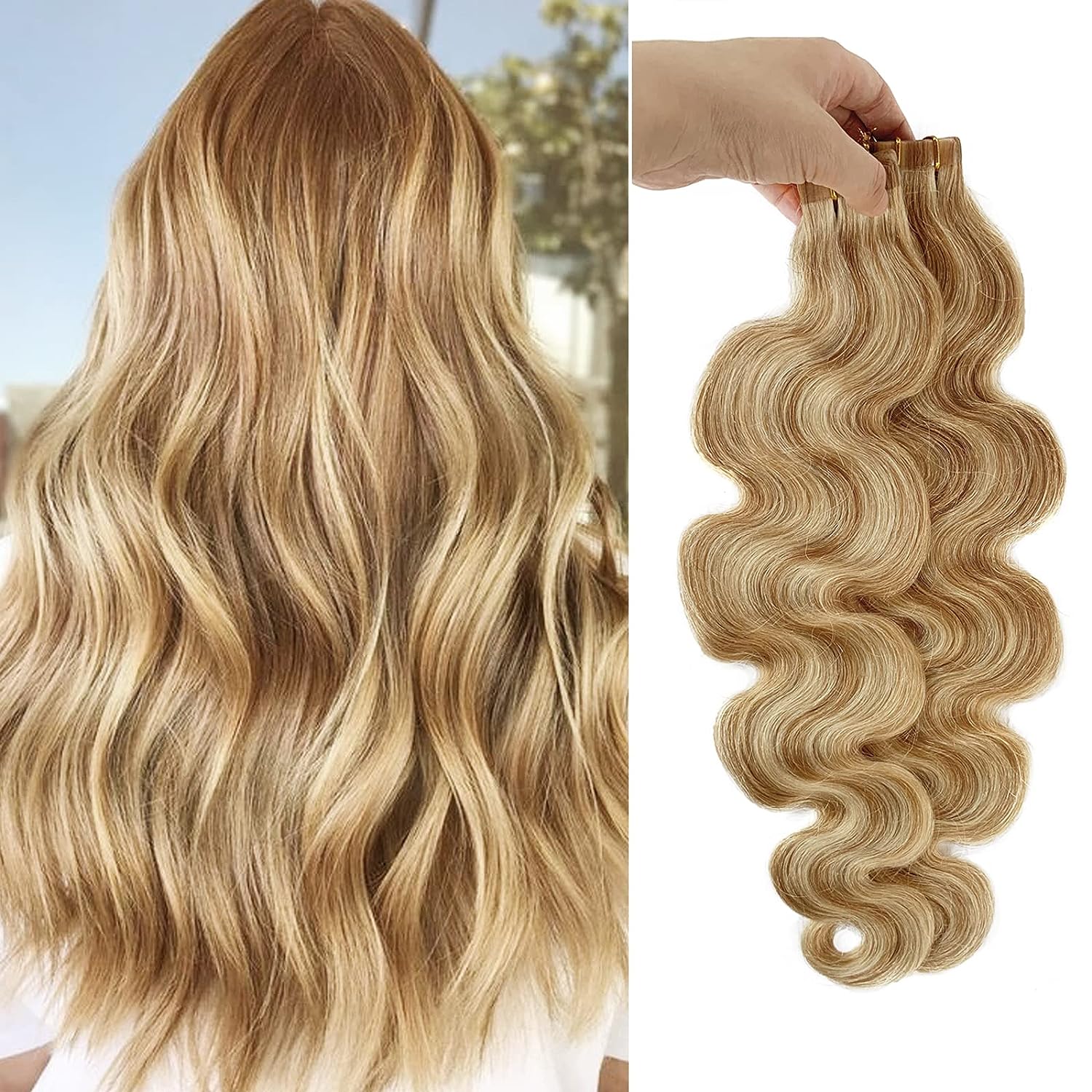 Body Wave Tape in Blonde Balayage Hair Extensions 100% [...]