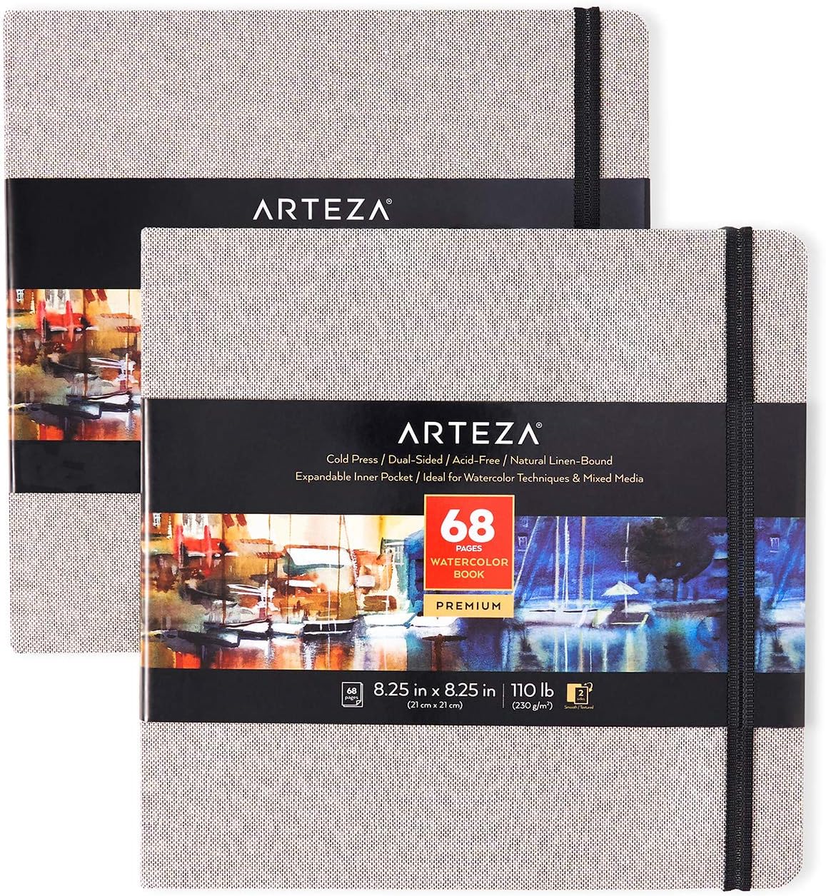 Arteza Watercolor Sketchbooks, 8.25x8.25-inch, 2-Pack, [...]
