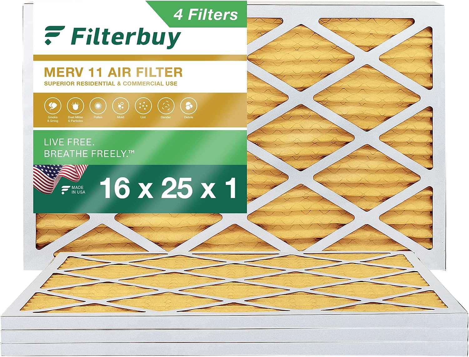 Filterbuy 16x25x1 Air Filter MERV 11 Allergen Defense [...]